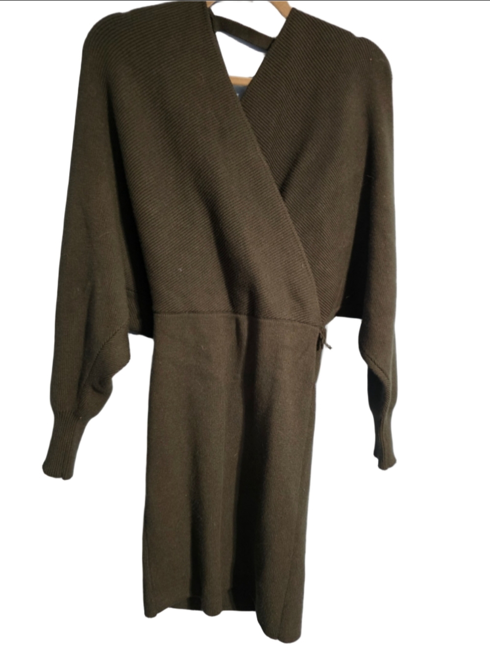 Women's Gianni Bini Olive Knit Mini Dress Size M fall trendy cozy cottagecore